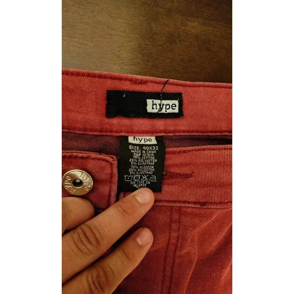 Hype Mens Red Straight Leg Jeans Stretch Denim Pants Size 40x32 Streetwear